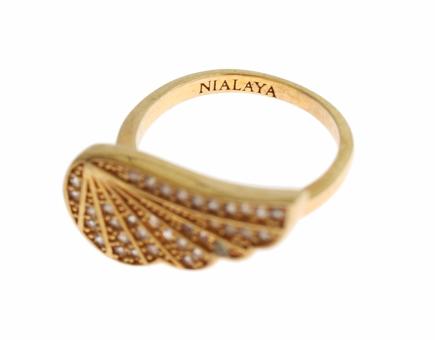 Nialaya Womens Clear CZ Gold 925 Silver Authentic Ring