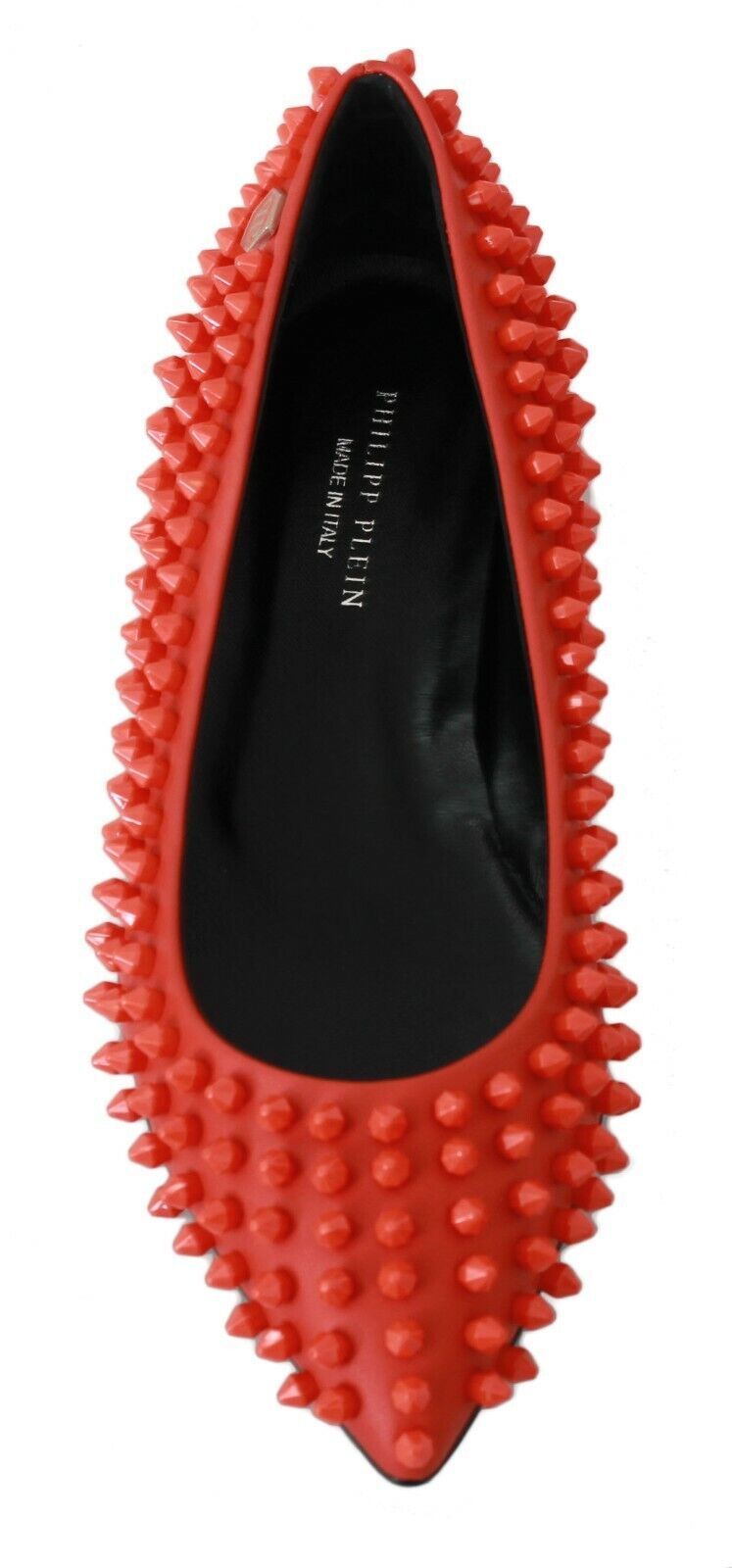 Philipp Plein Orange Leather Ballerina WHAT I DO Flats Shoes