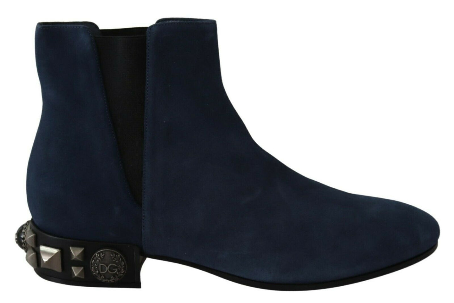 Dolce & Gabbana Blue Suede Embellished Studded Boots Shoes