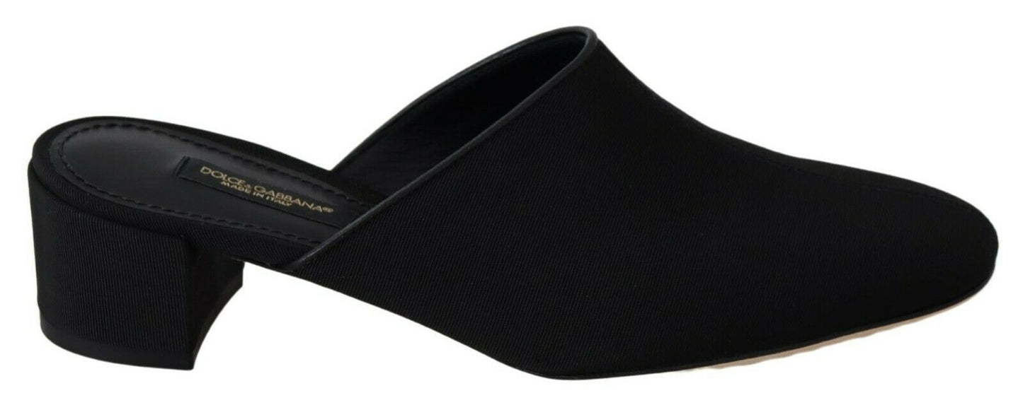 Dolce & Gabbana Black Grosgrain Slides Sandals Women Shoes