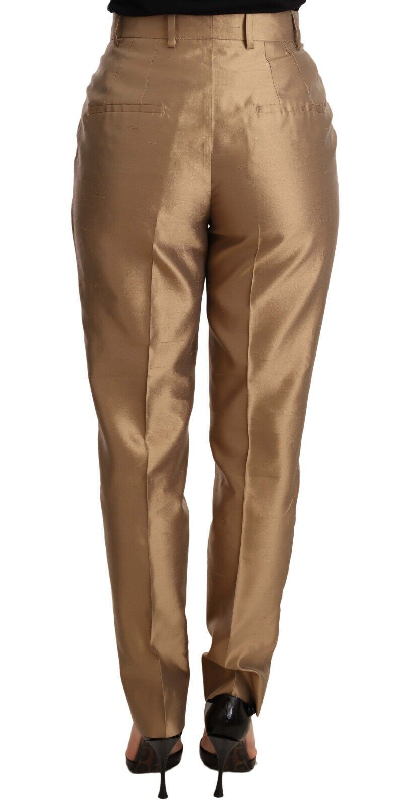 Dolce & Gabbana Gold Silk Tapered Trouser Metallic Pants