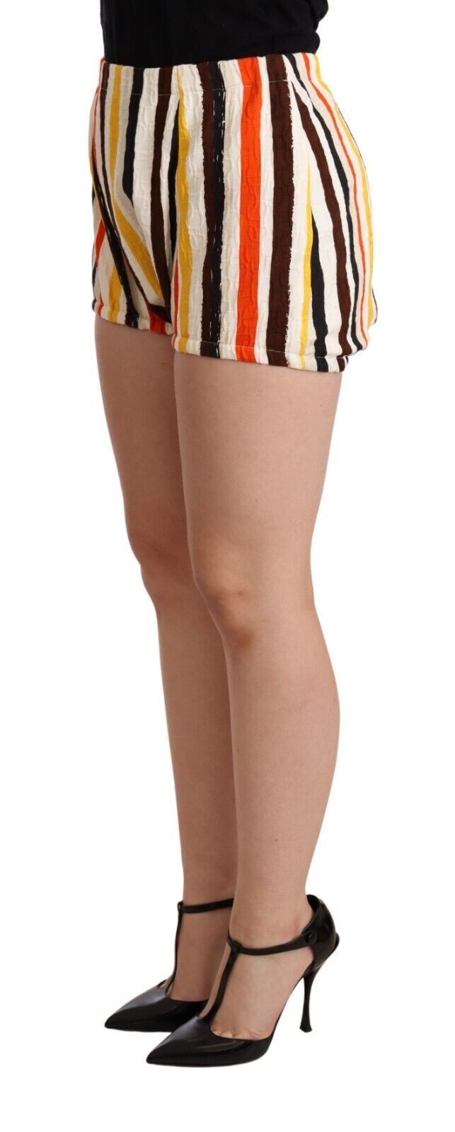 Dolce & Gabbana Multicolor Striped Cotton Hot Pants Shorts