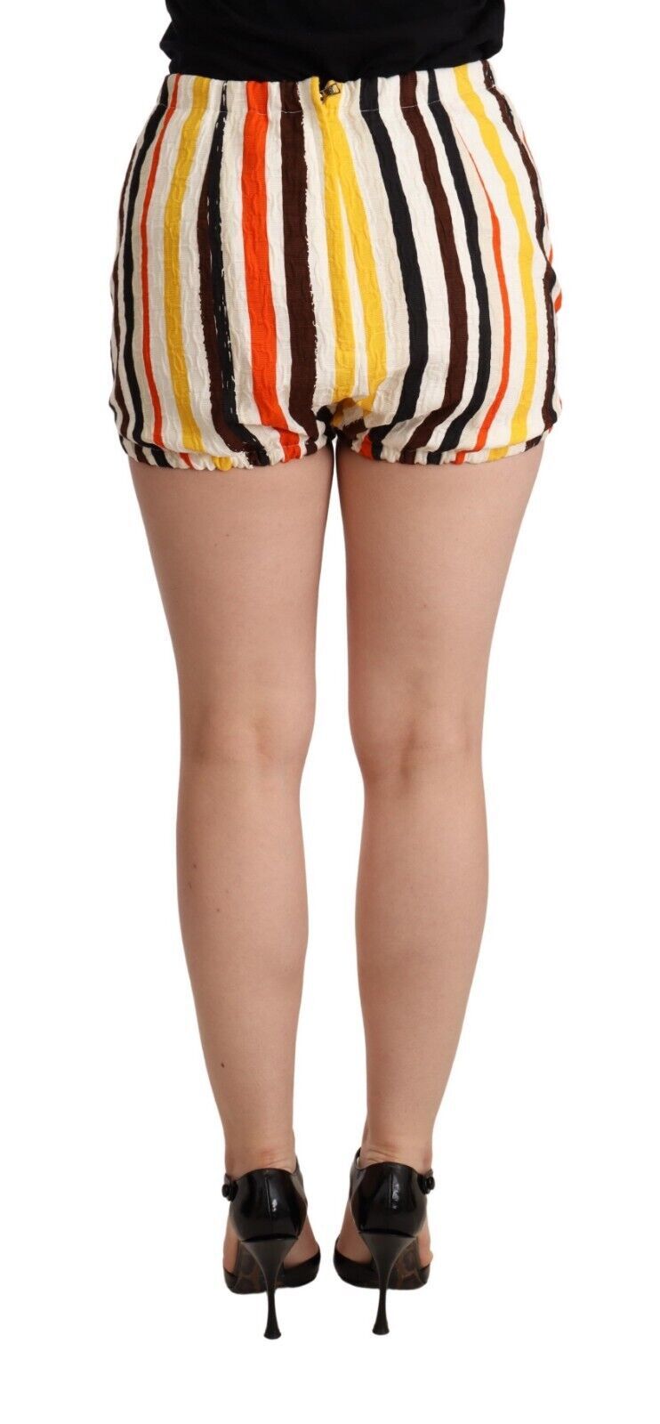 Dolce & Gabbana Multicolor Striped Cotton Hot Pants Shorts