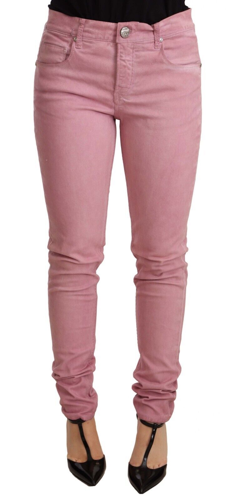 Acht Pink Cotton Slim Fit Women Denim Skinny Pants