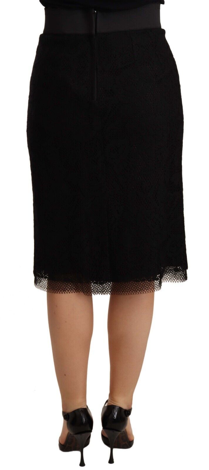 Dolce & Gabbana Black Lace High Waist Pencil Cut Skirt