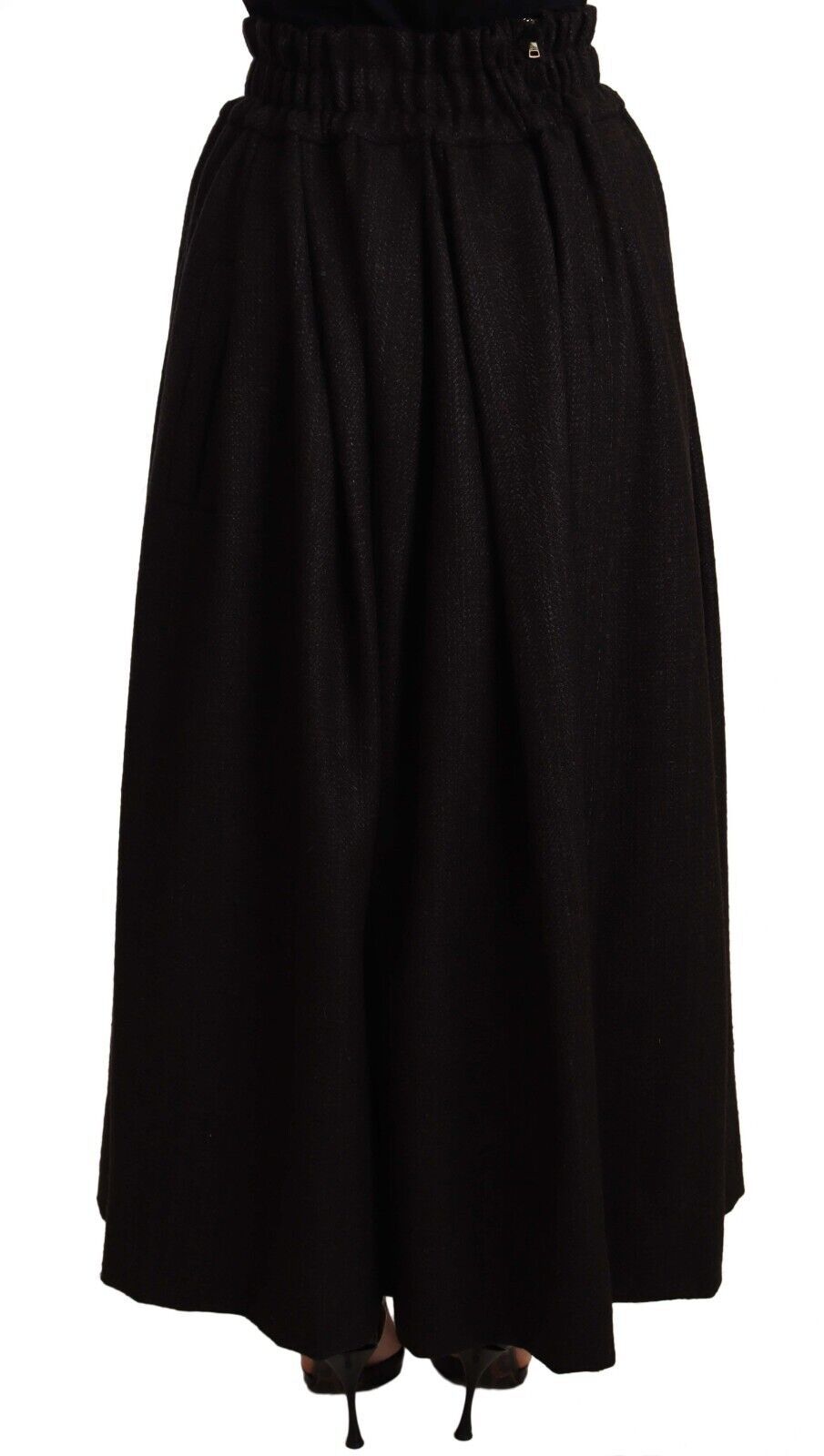 Dolce & Gabbana Black Wool High Waist Maxi PIECE Skirt