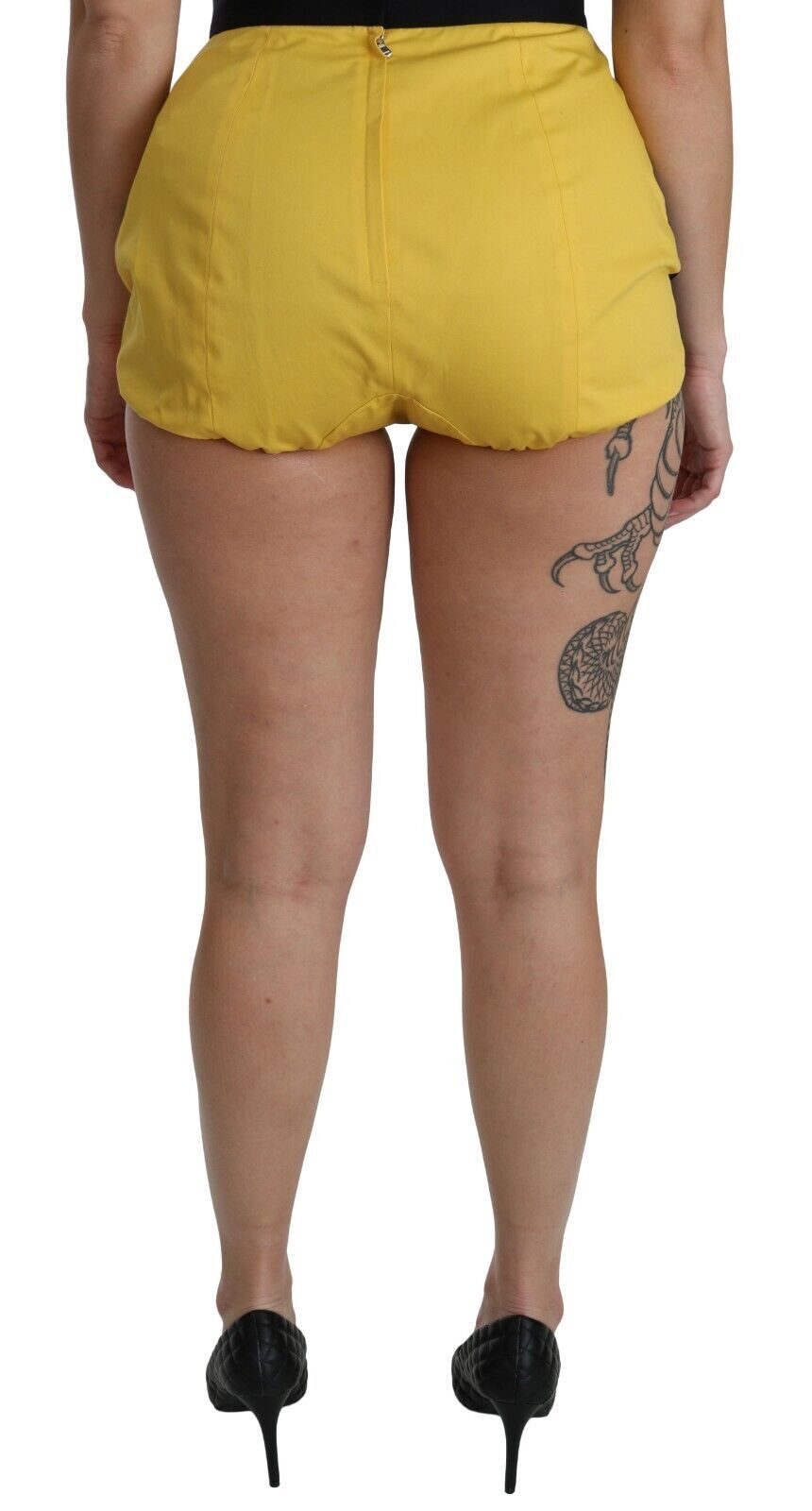 Dolce & Gabbana Yellow Black Cotton Jewelled Hot Pants Shorts