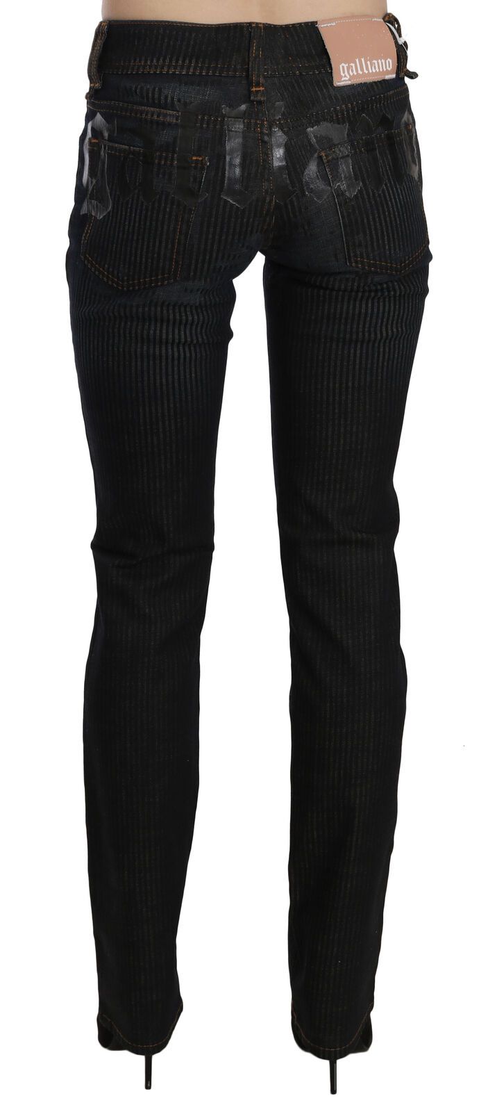 John Galliano Black Mid Waist Slim Fit Corduroy Denim Casual Pants