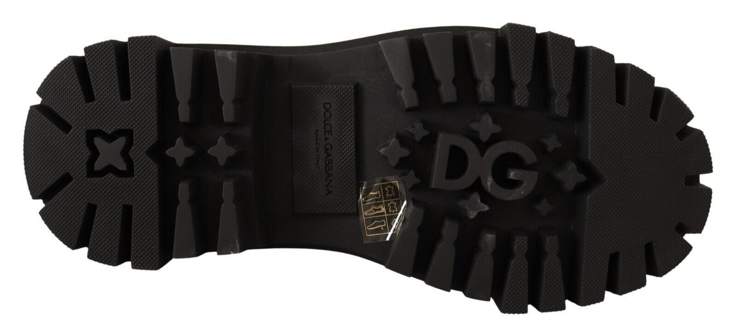 Dolce & Gabbana Black Leather Studded Combat Boots