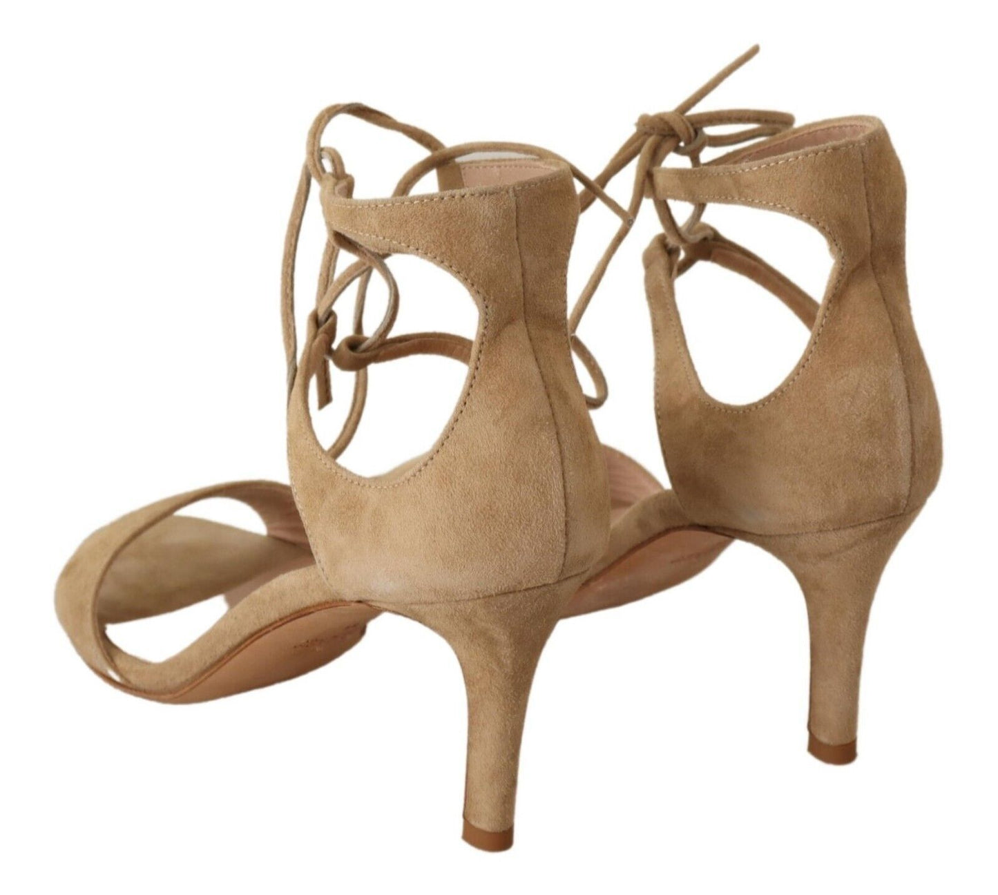 Maria Christina Beige Suede Leather Ankle Strap Pumps Shoes