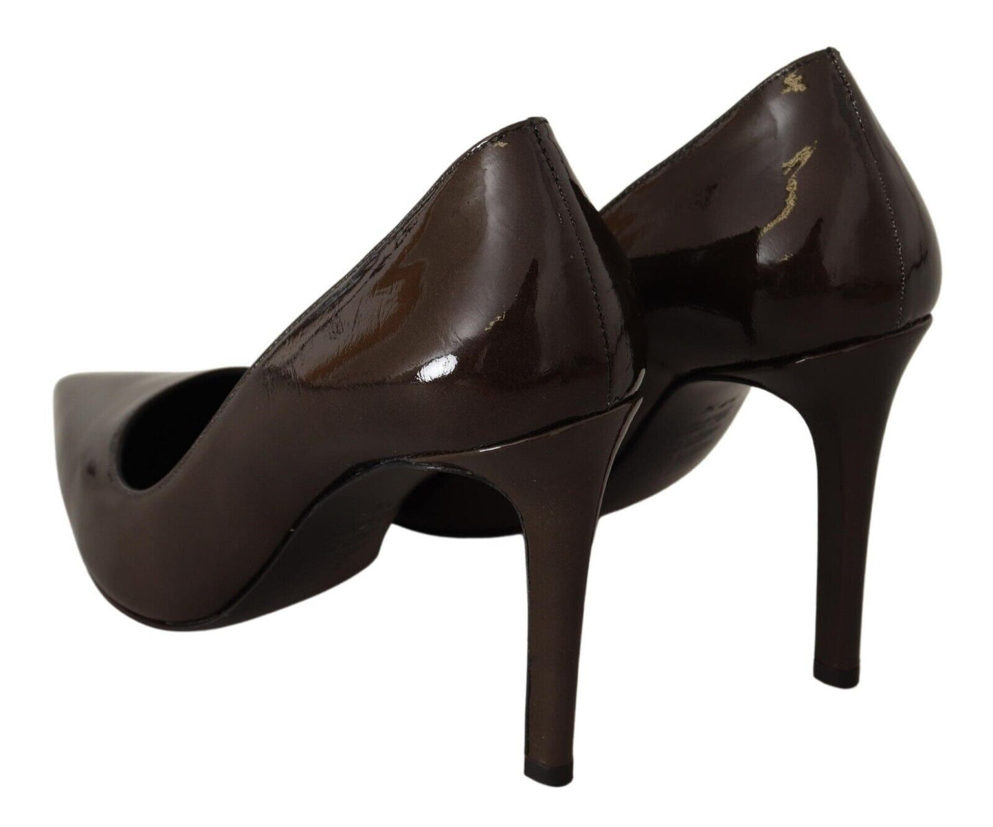 Sofia Brown Patent Leather Stiletto Heels Pumps Shoes