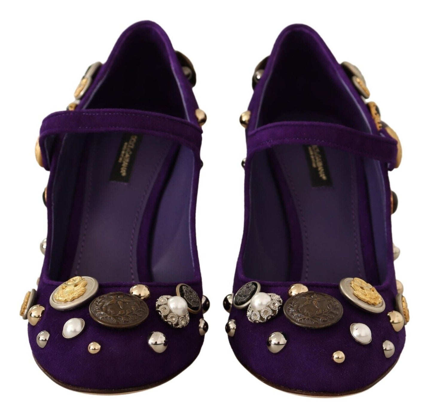 Dolce & Gabbana Purple Suede Embellished Pump Mary Jane Shoes