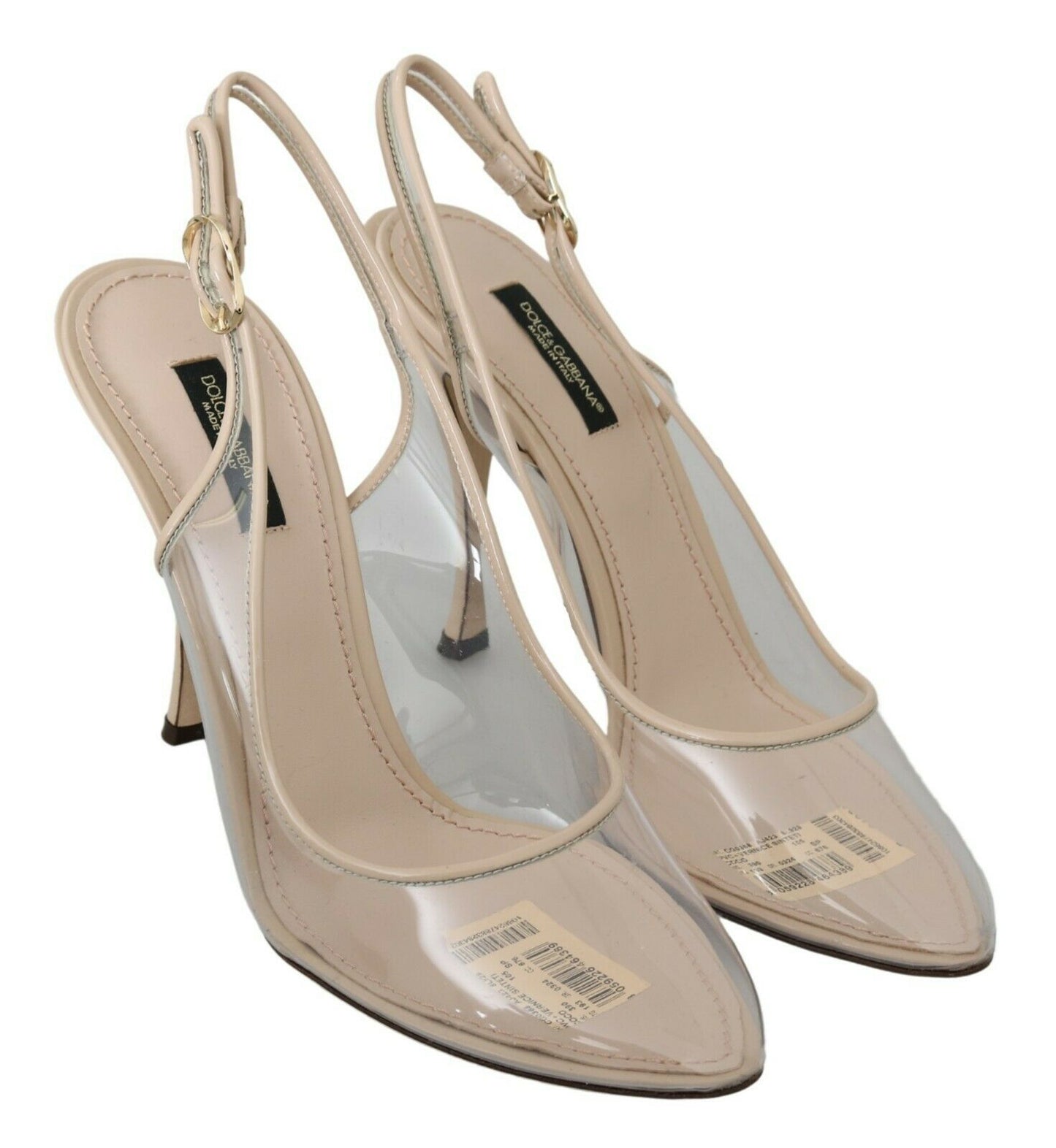 Dolce & Gabbana Slingback PVC Beige Clear High Heels Shoes