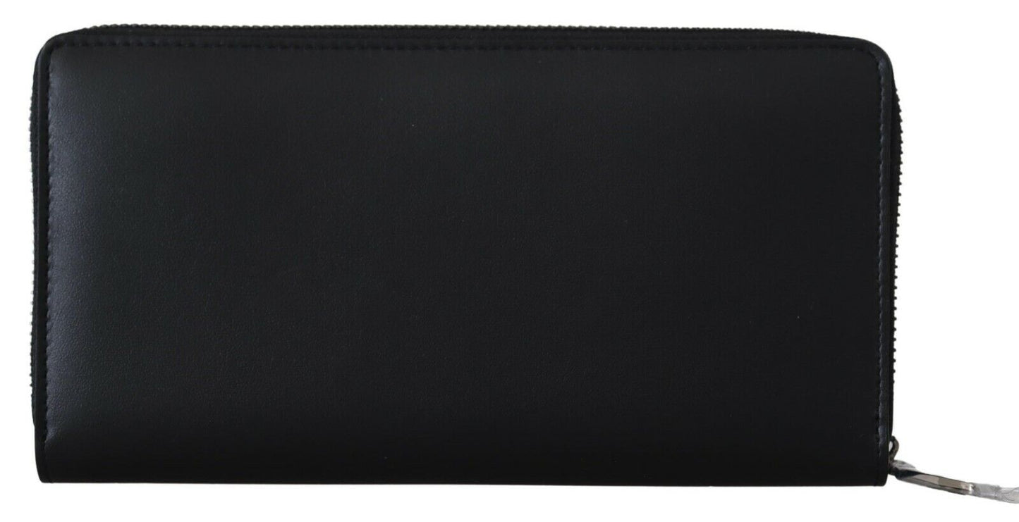 Dolce & Gabbana Black Zip Around Continental Clutch Exotic Leather Wallet