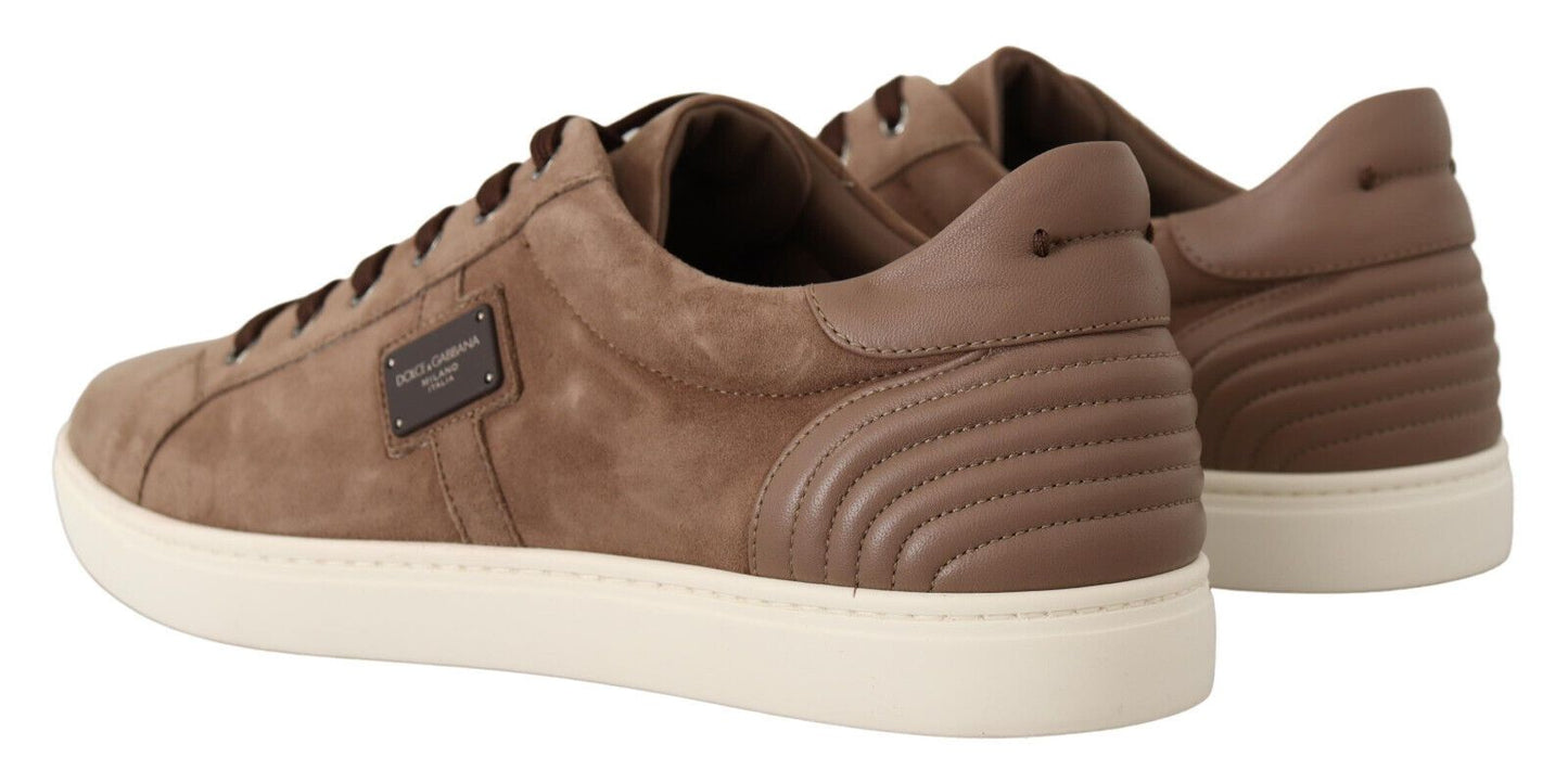 Dolce & Gabbana Brown Suede Leather Sneakers Shoes