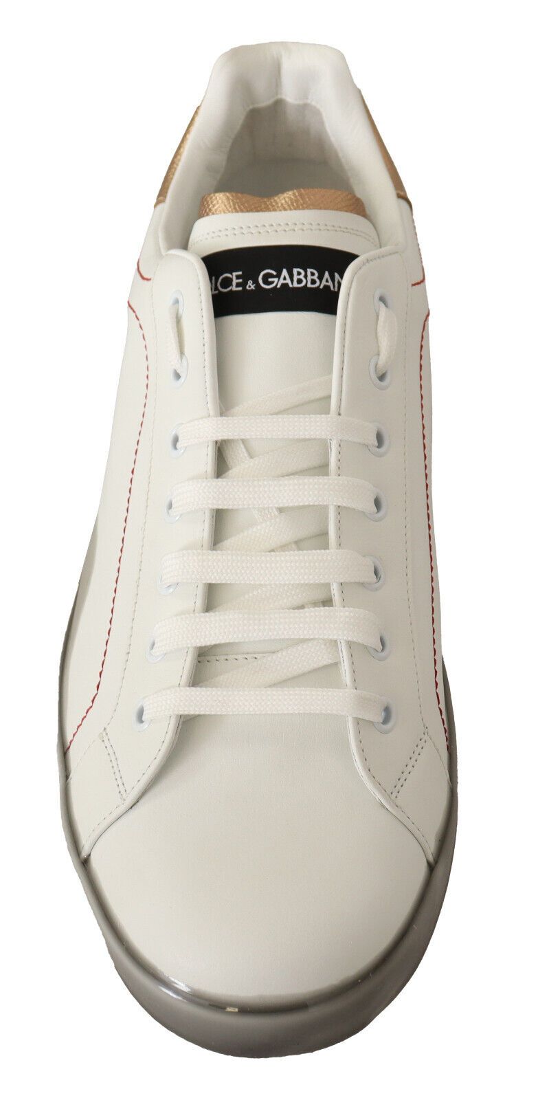 Dolce & Gabbana White Gold Leather Low Top Sneakers Casual Shoes