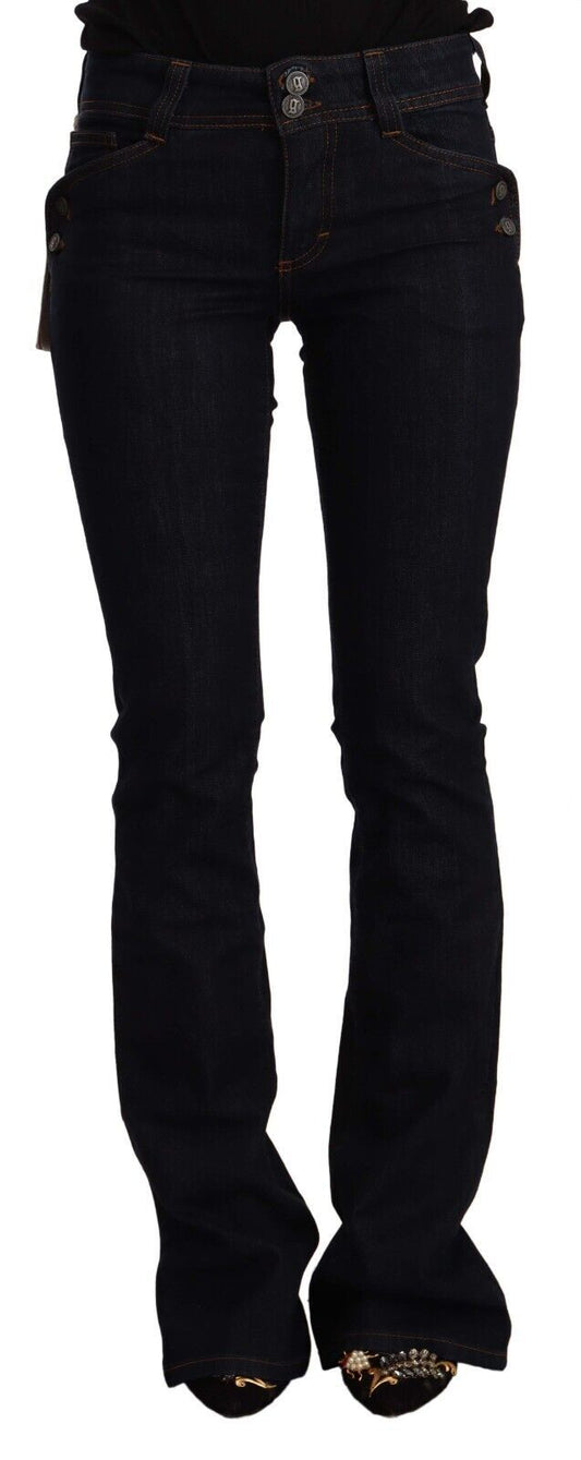 John Galliano Black Mid Waist Cotton Women Denim Flared Jeans