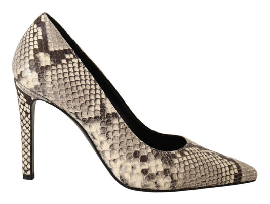 Sofia Gray Snake Skin Leather Stiletto High Heels Pumps Shoes