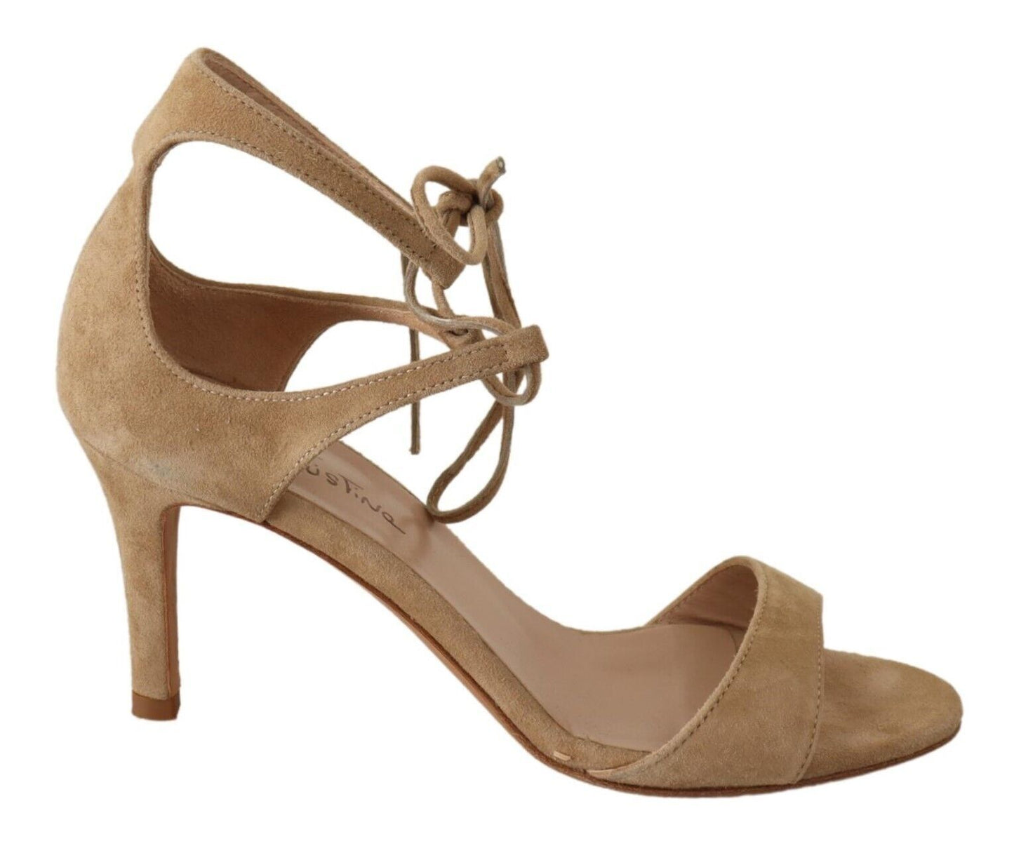 Maria Christina Beige Suede Leather Ankle Strap Pumps Shoes