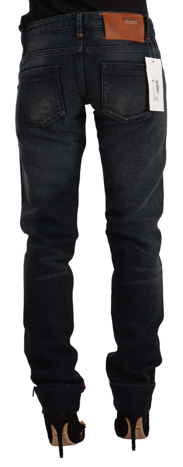 Acht Black Washed Cotton Skinny Denim Low Waist Jeans