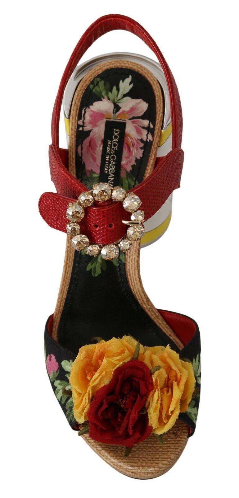 Dolce & Gabbana Multicolor Floral-Embellished Cylindrical Heels AMORE Sandals