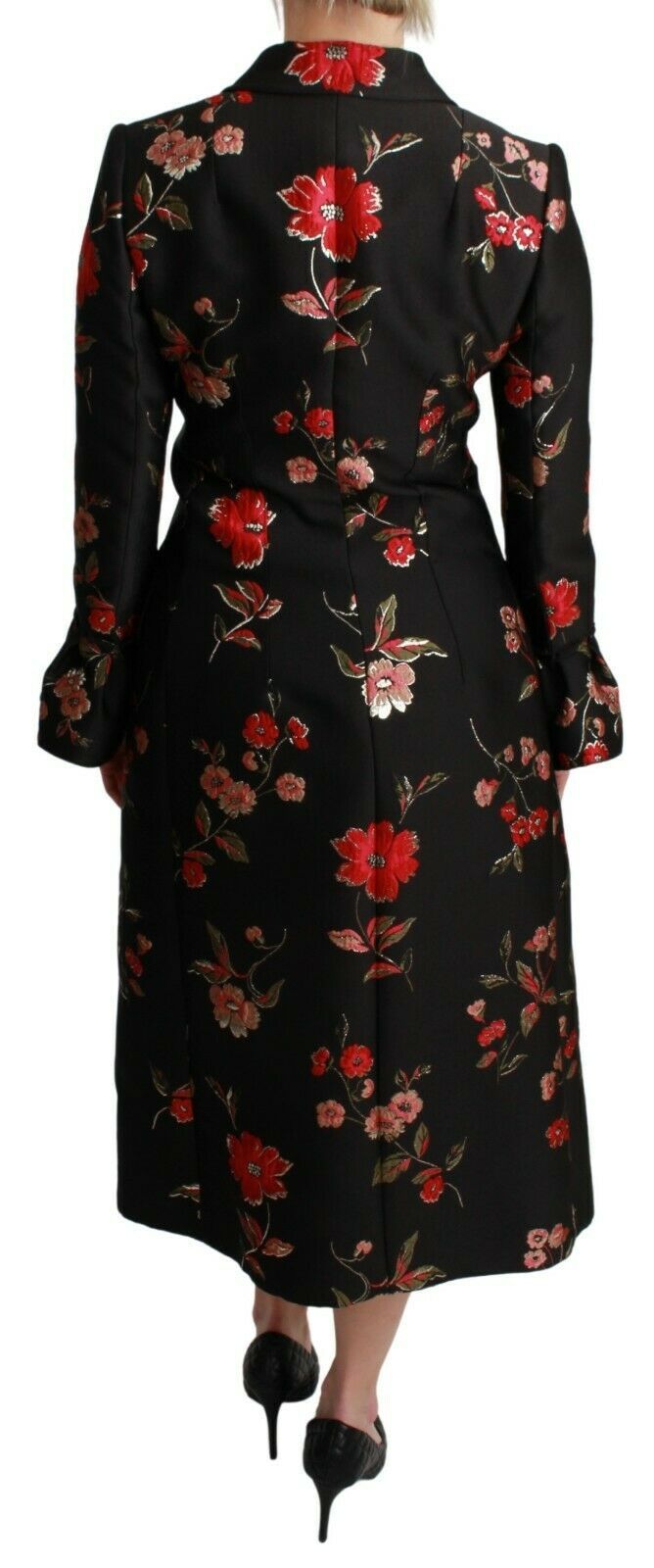 Dolce & Gabbana Black Floral Embroidered Jacket Coat