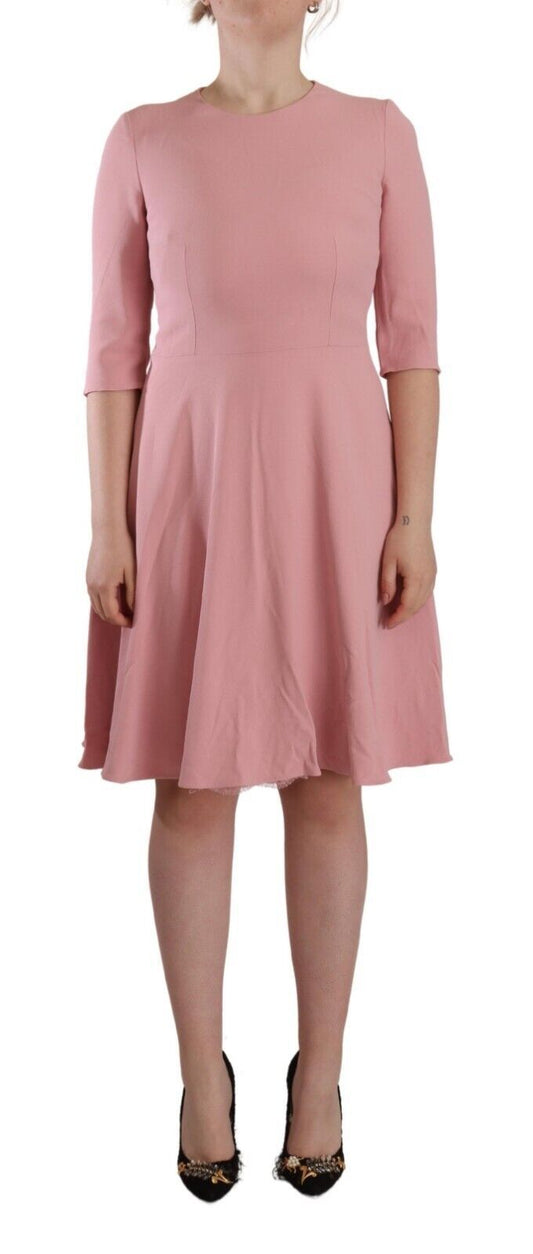 Dolce & Gabbana Pink 3/4 Sleeves Viscose Blend A-line Dress