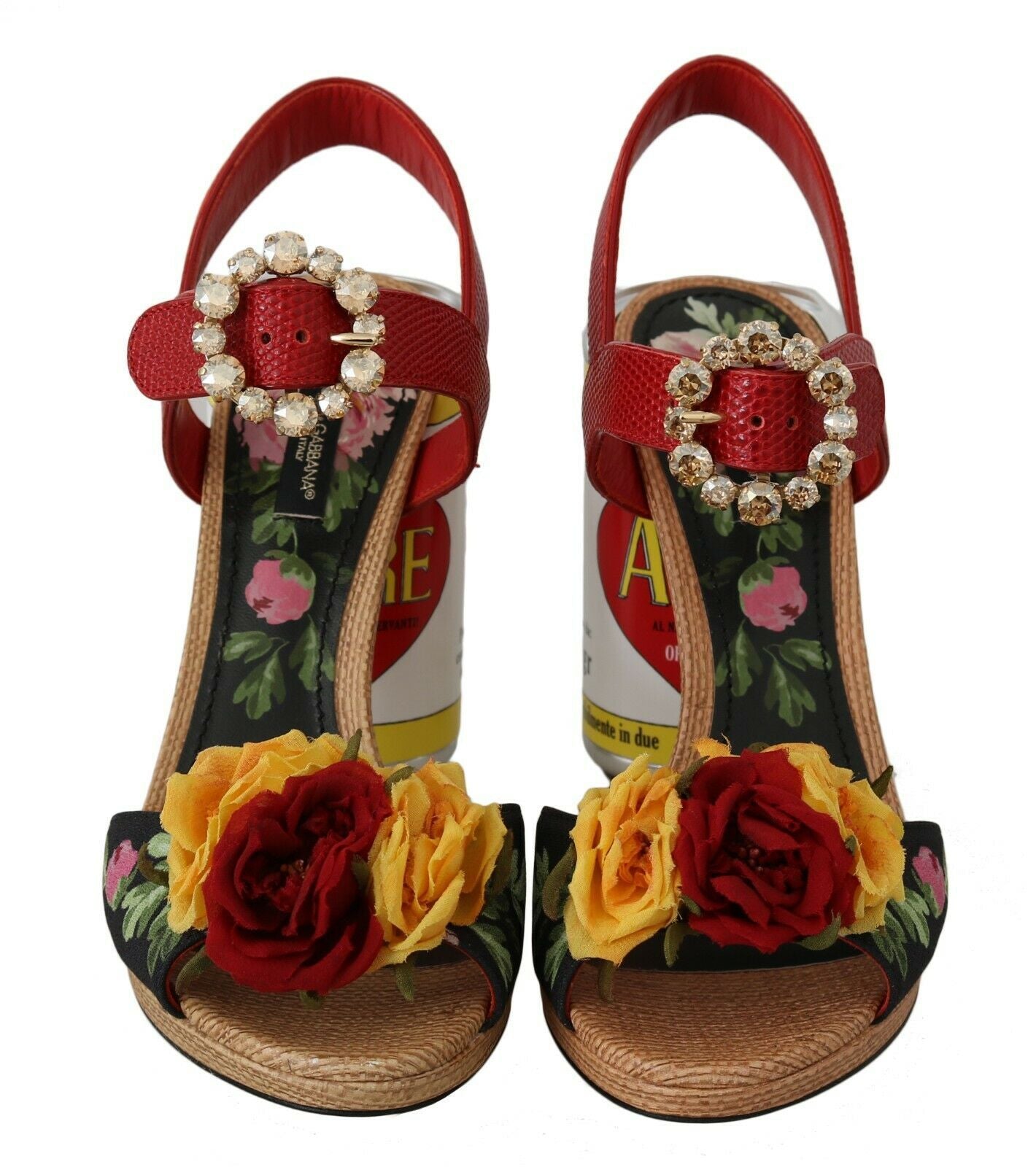 Dolce & Gabbana Multicolor Floral-Embellished Cylindrical Heels AMORE Sandals