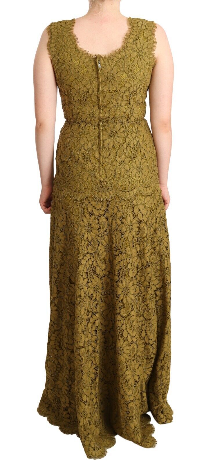 Dolce & Gabbana Brown Floral Lace Maxi Floor Length Dress