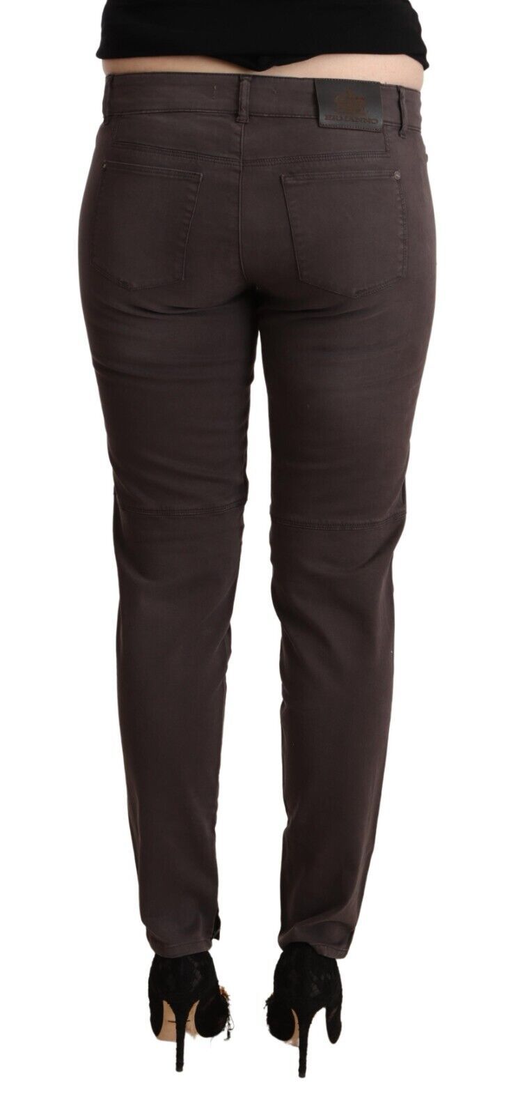 Ermanno Scervino Brown Cotton Low Waist Slim Fit Pants