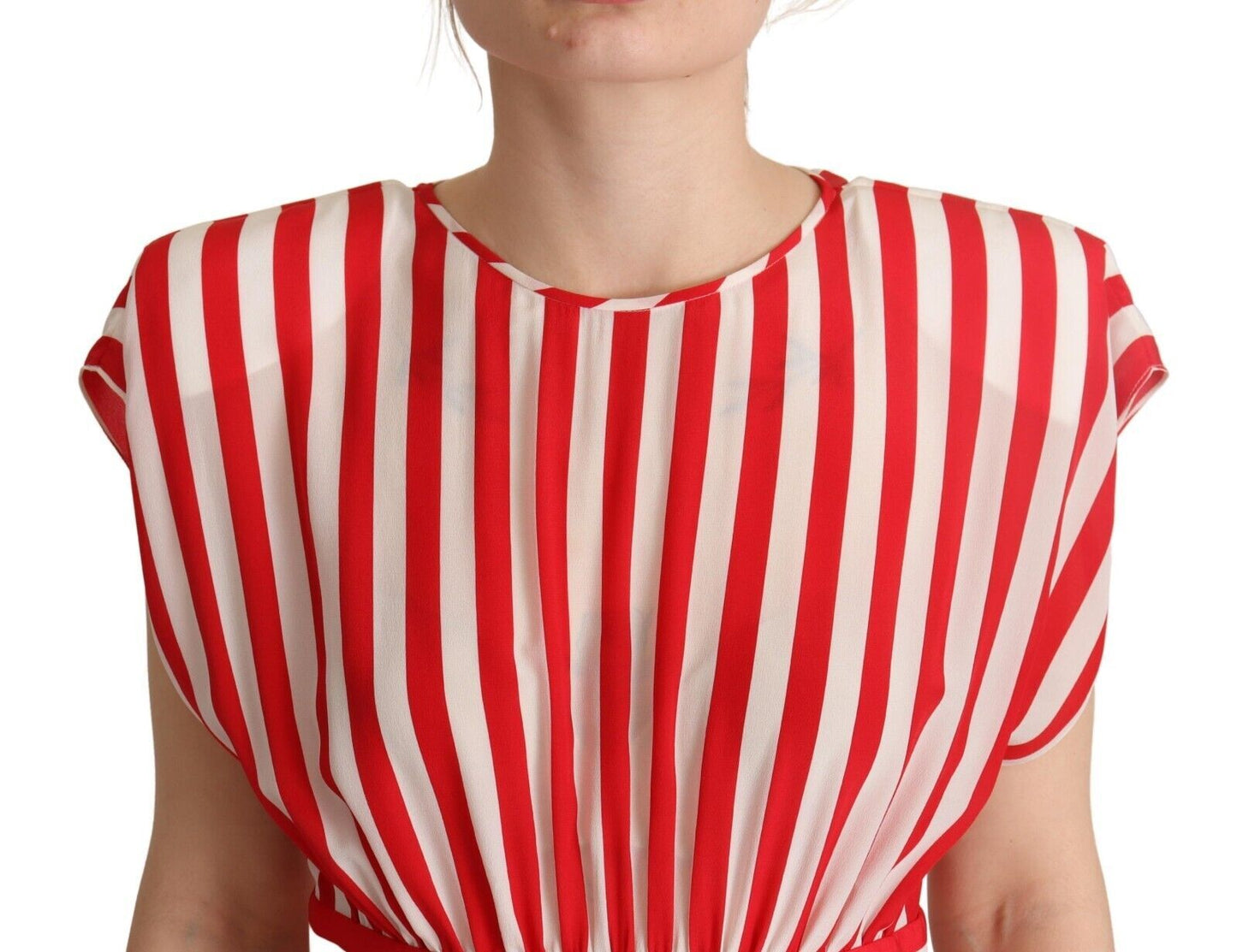 Dolce & Gabbana Red White Stripes Silk Mini A-line Dress