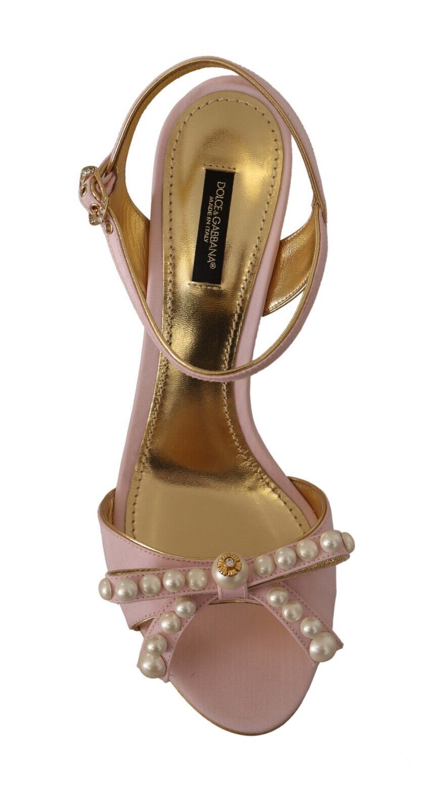 Dolce & Gabbana Pink Faux Pearl Ankle Strap Heels Sandals Shoes