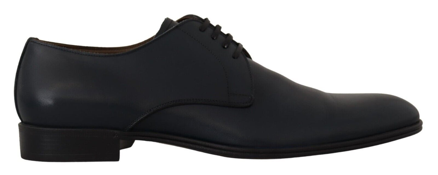 Dolce & Gabbana Navy Blue Leather Lace Up Formal Derby Shoes