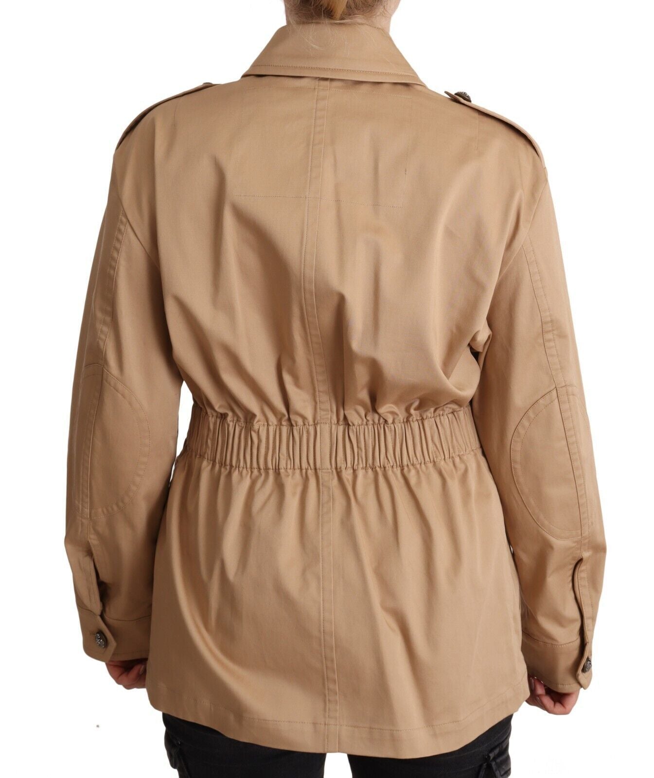 Dolce & Gabbana Beige Cotton Long Sleeves Collared Coat Jacket