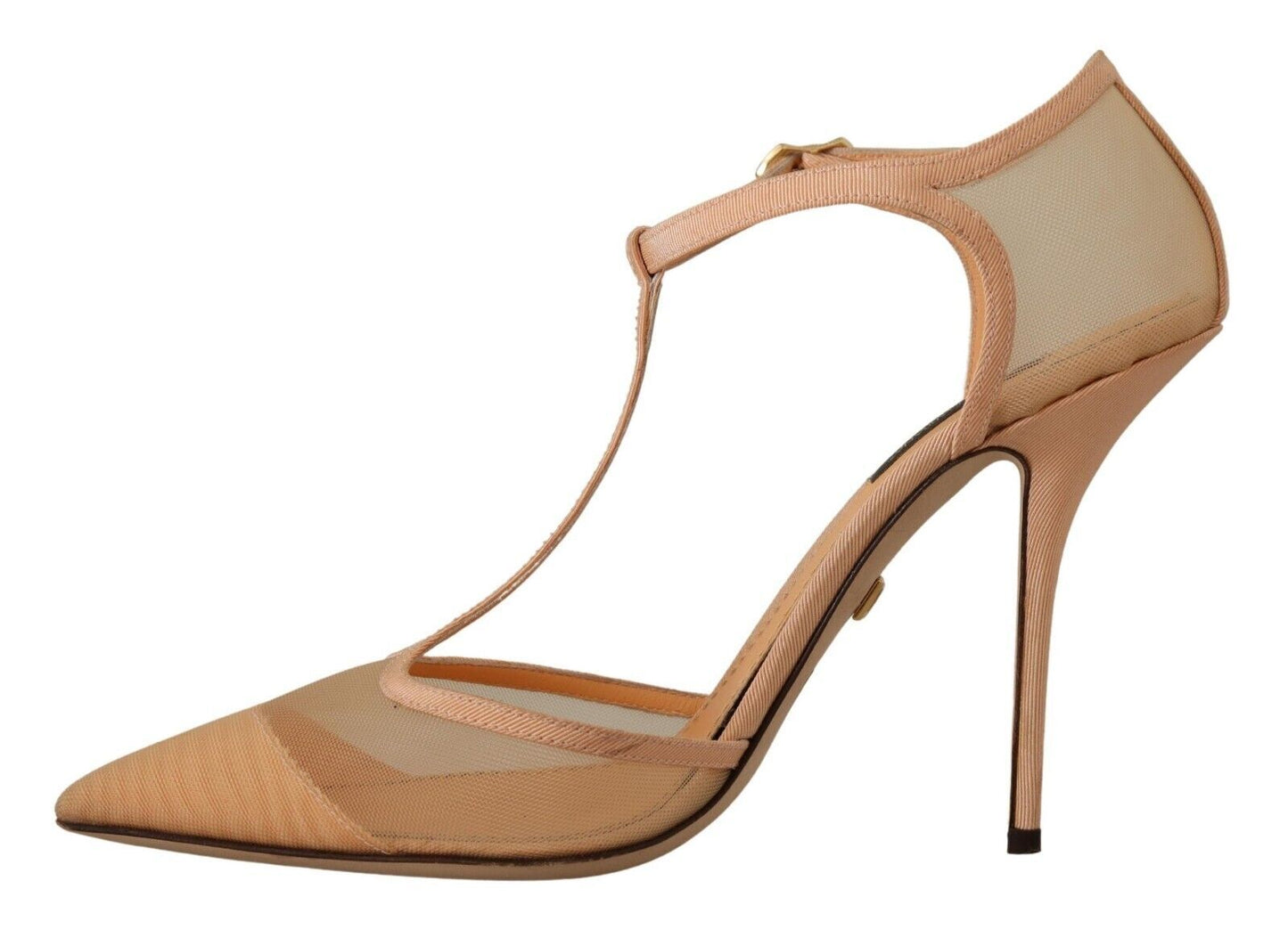 Dolce & Gabbana Beige Mesh T-strap Stiletto Heels Pumps Shoes