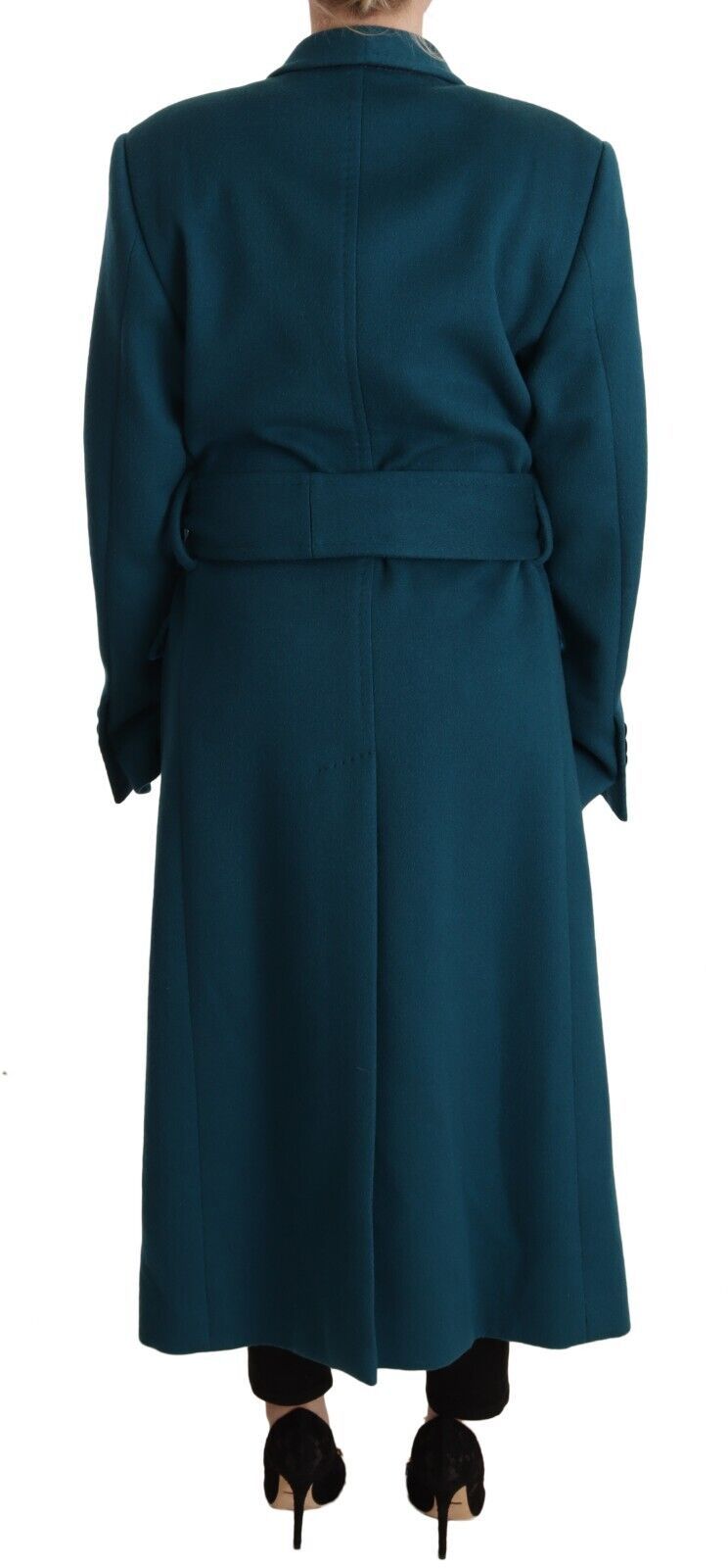 Dolce & Gabbana Blue Green Wool Long Sleeves Trench Coat Jacket