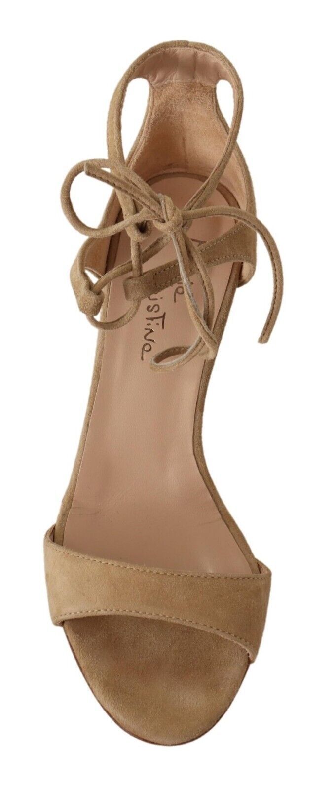 Maria Christina Beige Suede Leather Ankle Strap Pumps Shoes