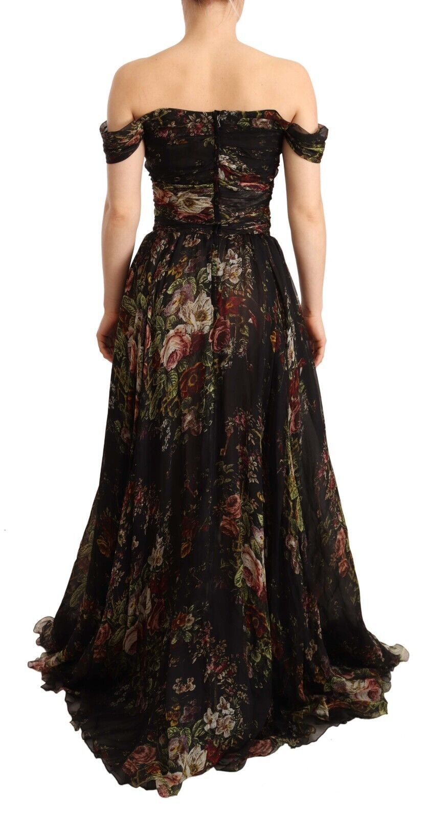 Dolce & Gabbana Multicolored Floral Off Shoulder Gown Dress