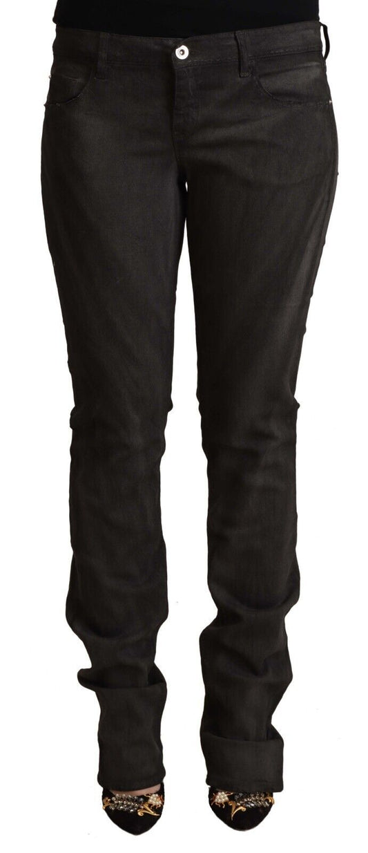 Costume National Black Cotton Mid Waist Skinny Pants