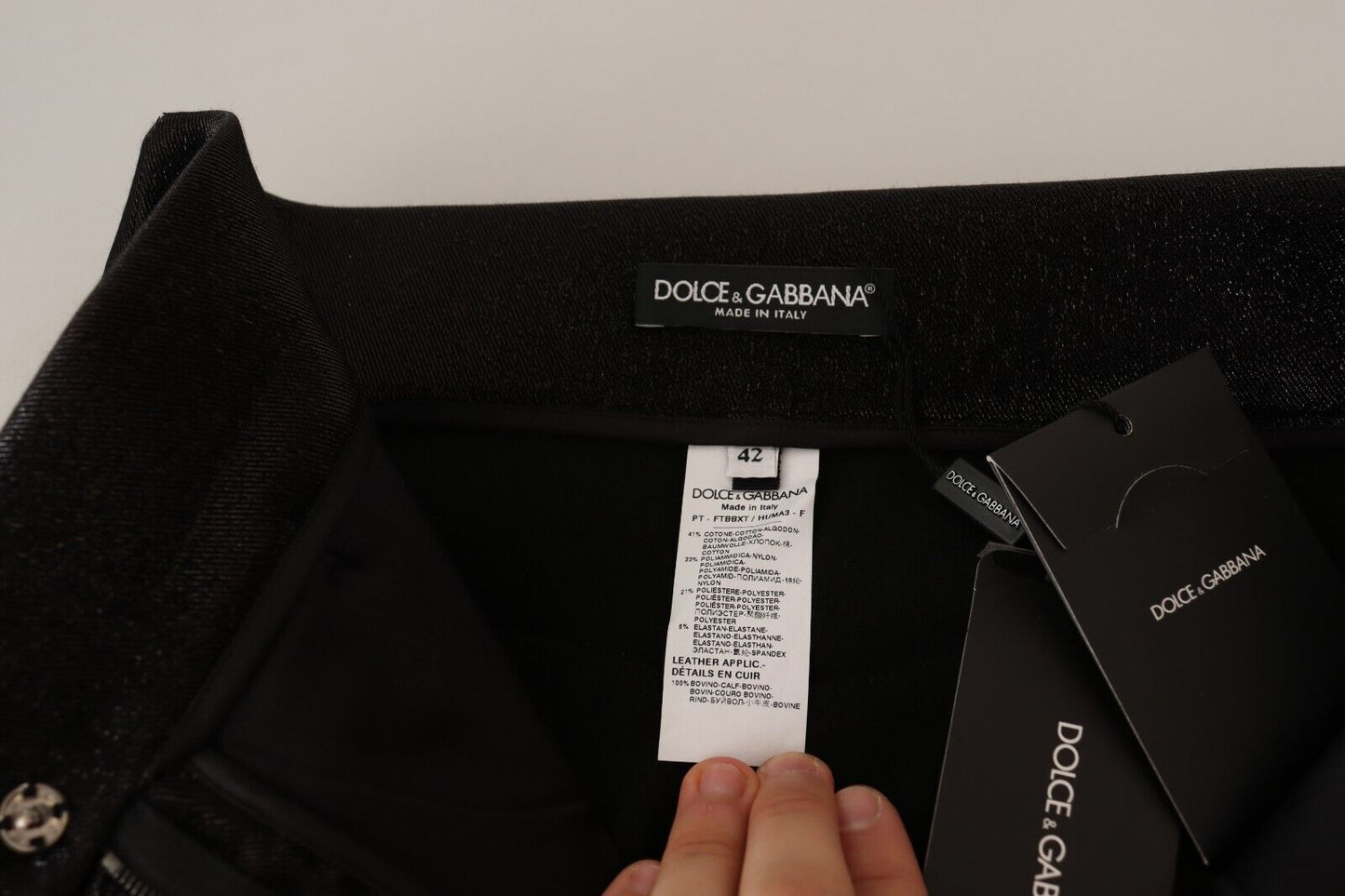 Dolce & Gabbana Black Silver Lurex Thread Cotton Stretch Pants