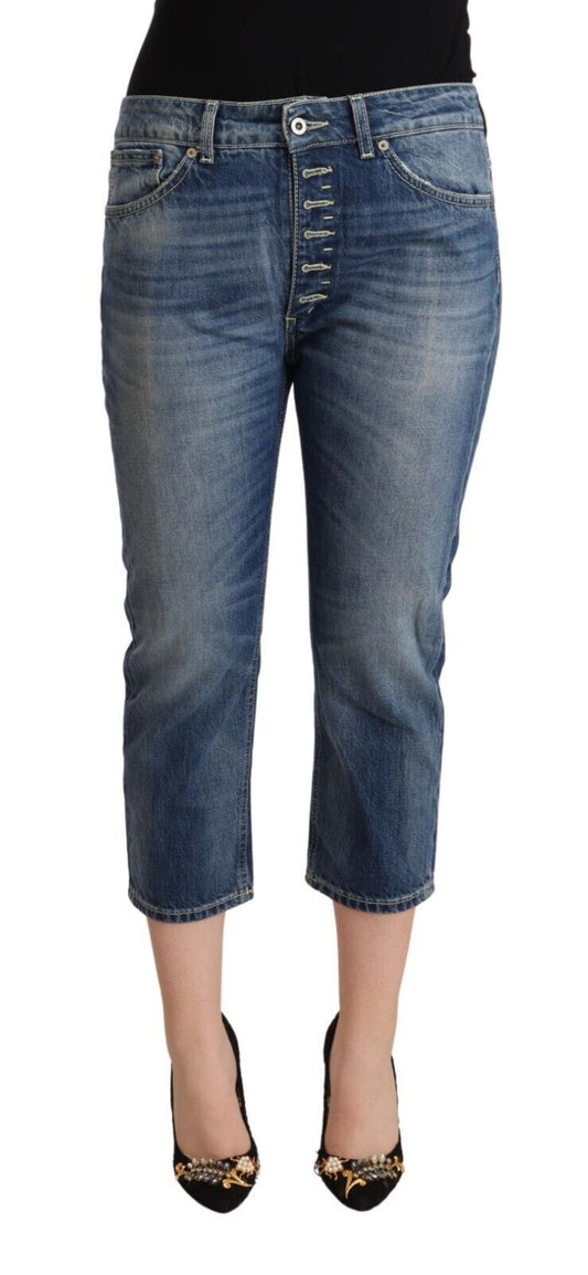 Dondup Blue Washed Mid Waist Capri Denim Jeans