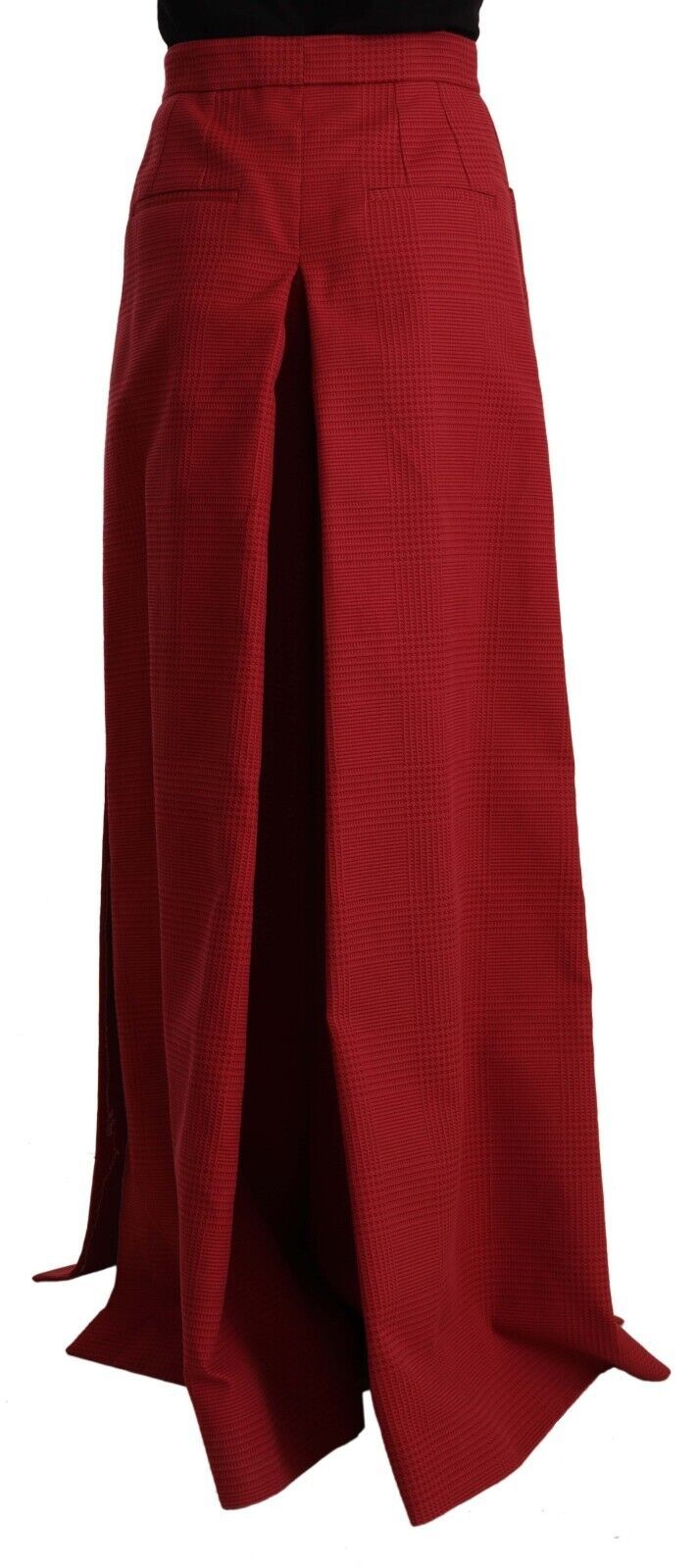 Dolce & Gabbana Red Cotton High Waist Wide Leg Pants