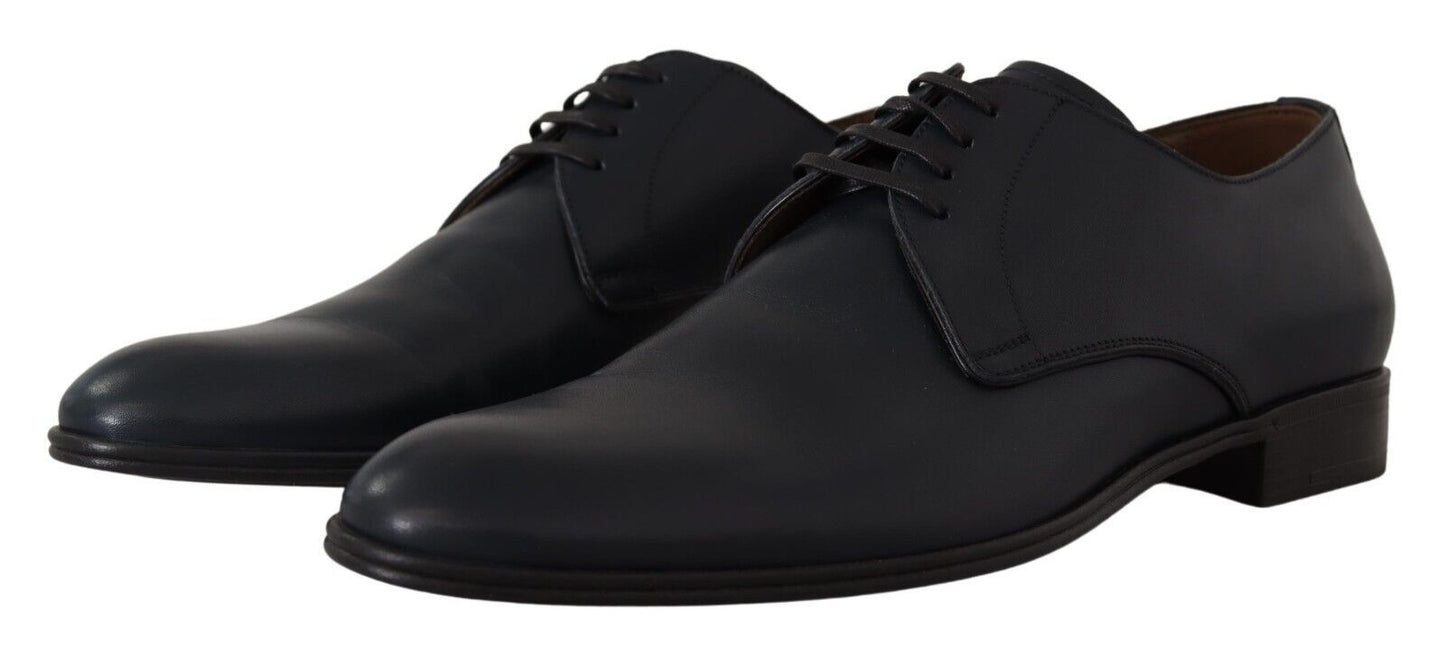 Dolce & Gabbana Navy Blue Leather Lace Up Formal Derby Shoes