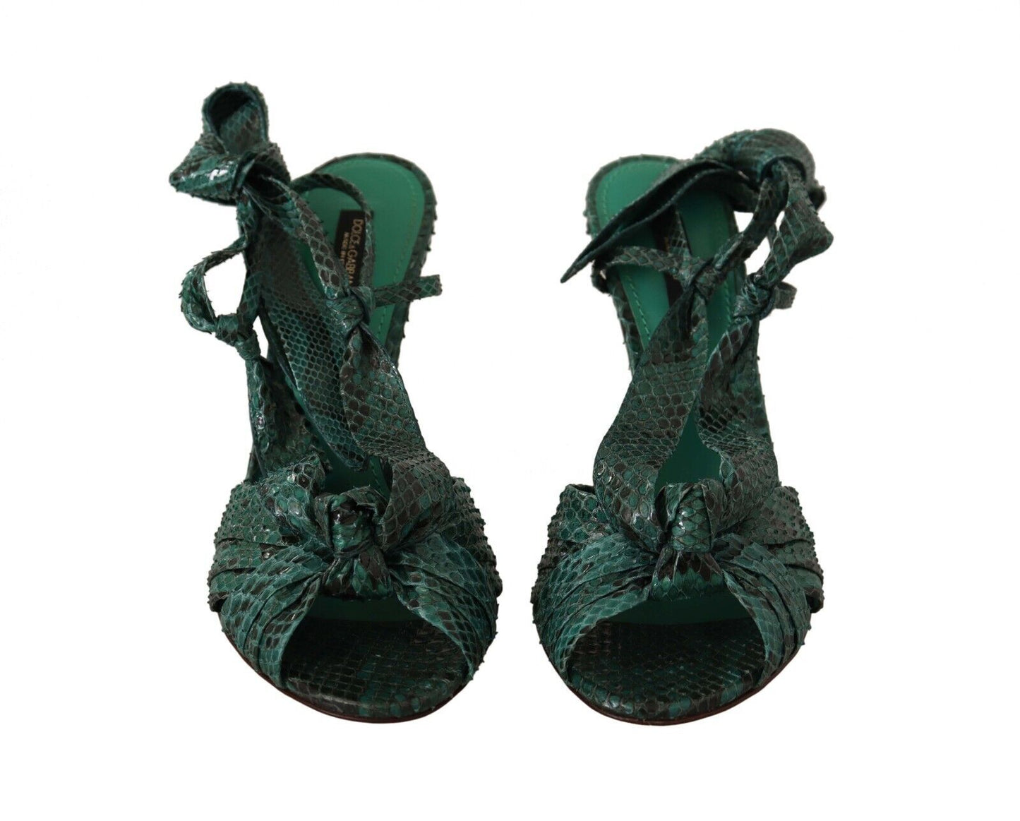 Dolce & Gabbana Emerald Exotic Leather Heels Sandals Shoes