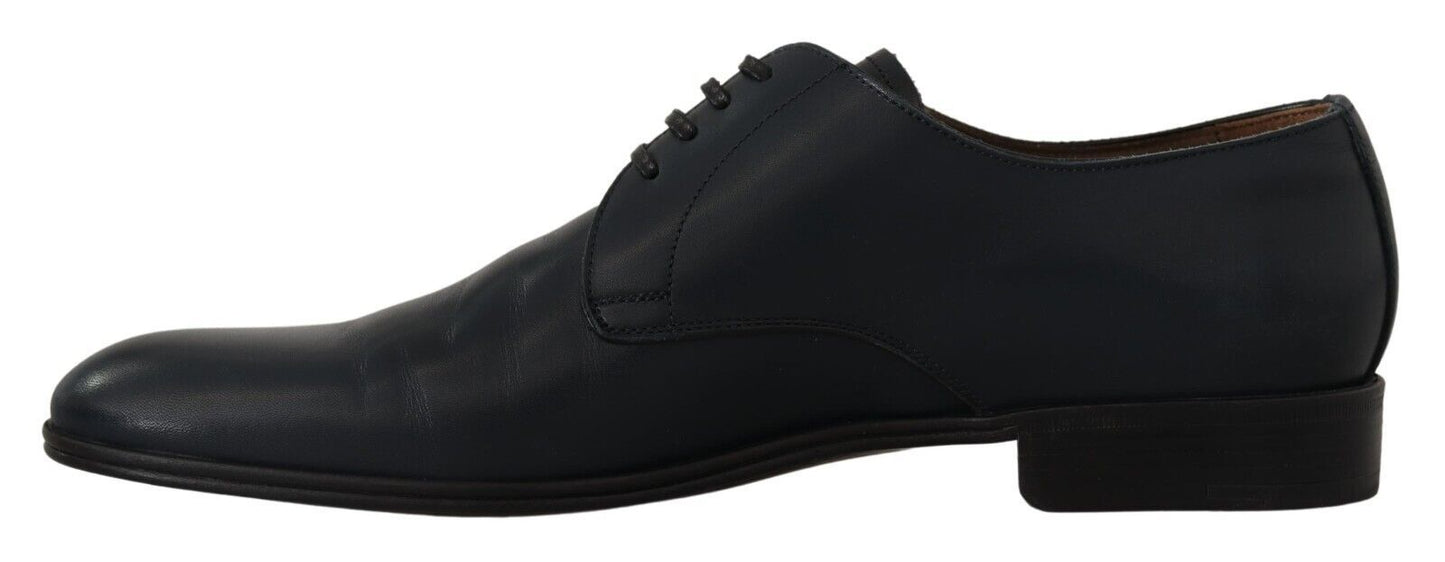 Dolce & Gabbana Navy Blue Leather Lace Up Formal Derby Shoes