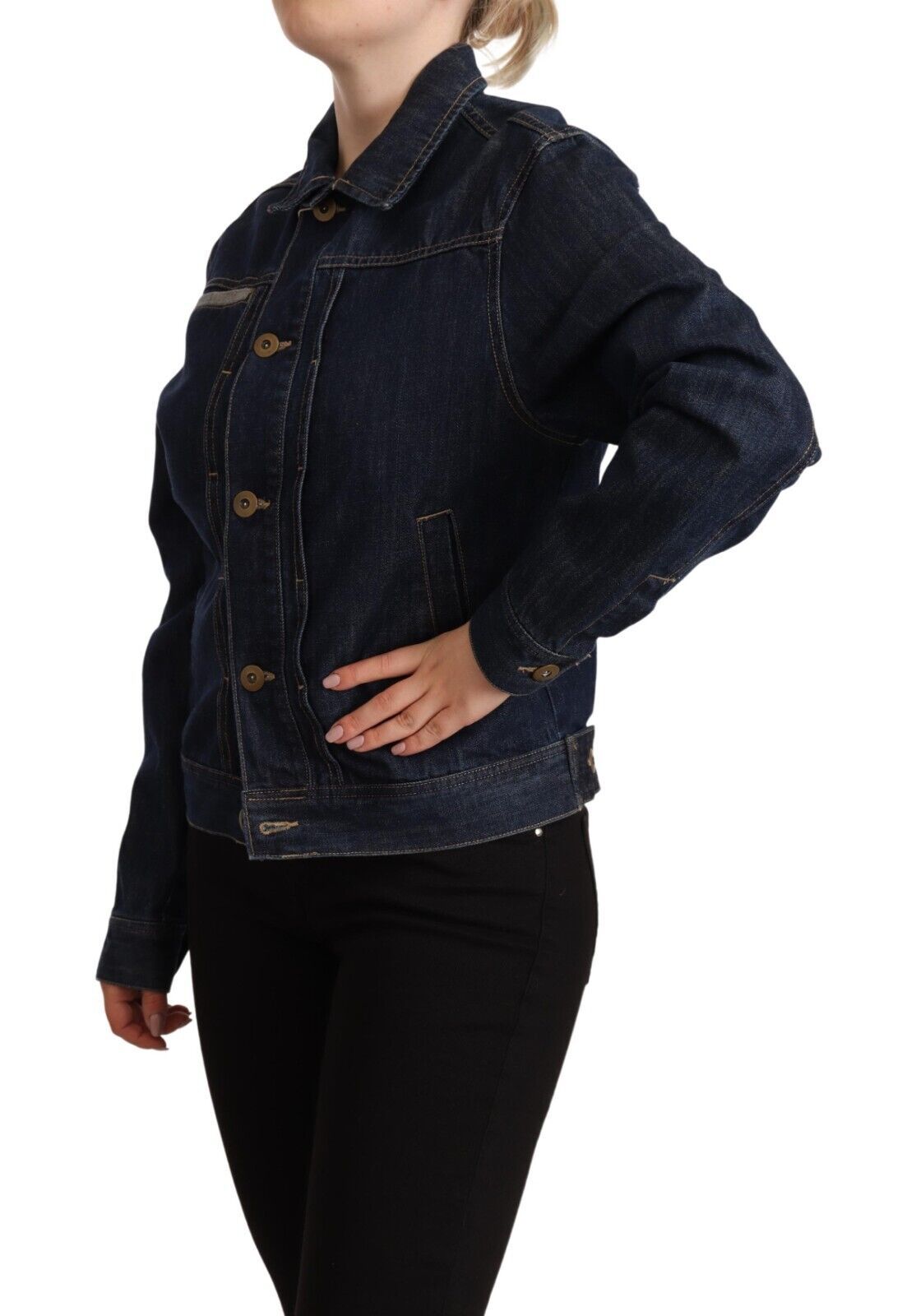 Master Coat Dark Blue Button Down Long Sleeves Denim Jacket