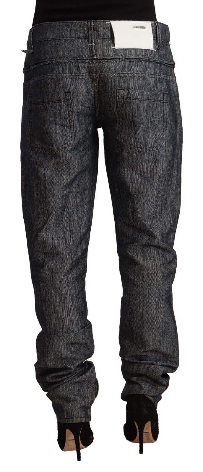 Acht Dark Gray Ramie Mid Wide Waist Straight Denim Jeans