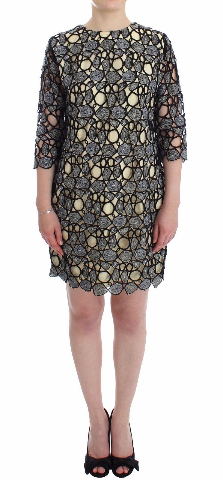 Lanre Da Silva Ajayi Black Cream Sheath Dress Shift Mini Dress