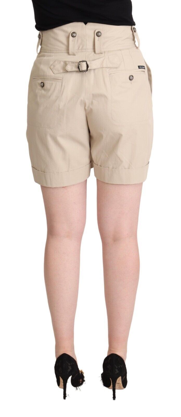 Dolce & Gabbana Beige Cotton High Waist Trouser Cargo Shorts