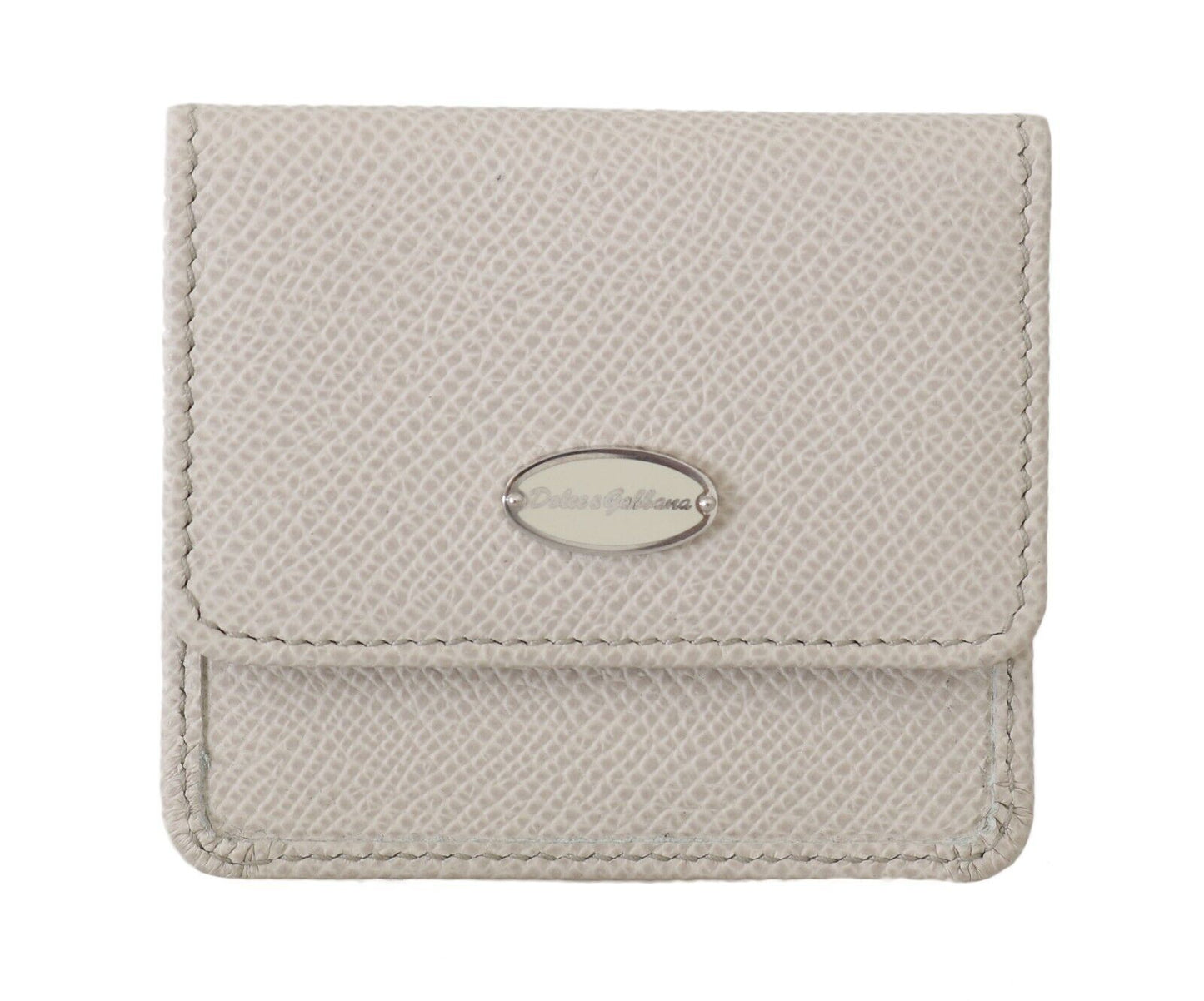 Dolce & Gabbana White Dauphine Leather Holder Pocket Wallet Condom Case